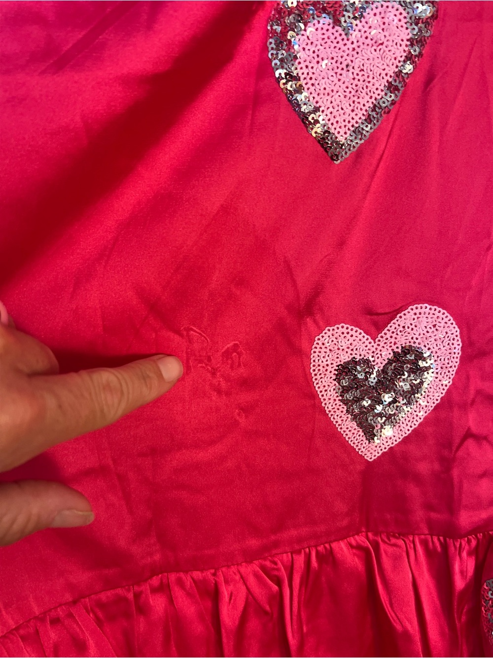 Fantastic Fawn Hot Pink Sequin Heart Ruffle Dress ($79 original) - Picture 12 of 13